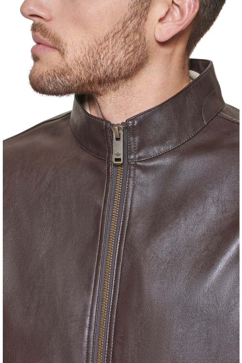 Racer Faux Leather Jacket, Alternate, color, DARK BROWN