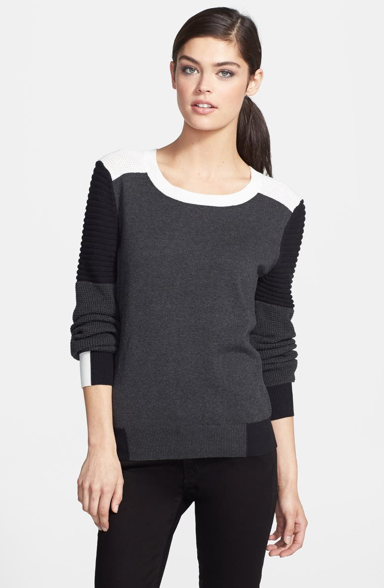 Trouvé Colorblock Moto Sweater, Main, color, 