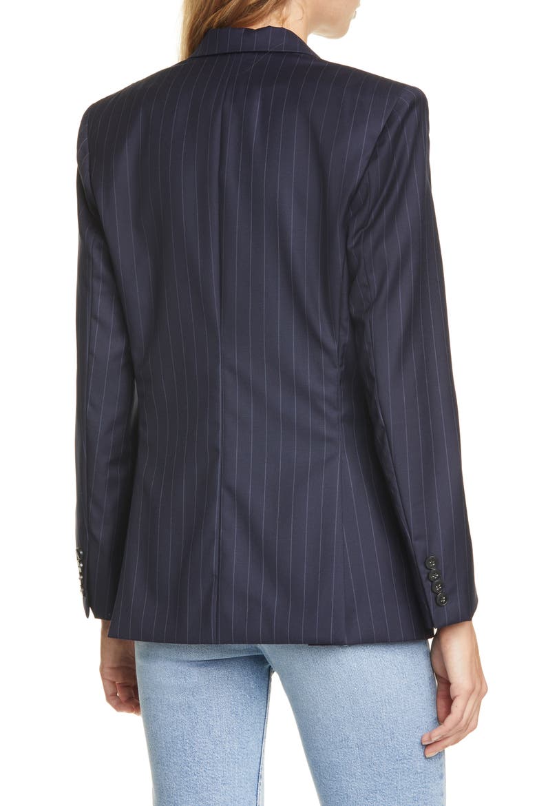 '70s Pinstripe Double Breasted Wool Blazer, Alternate, color, NAVY PINSTRIPE