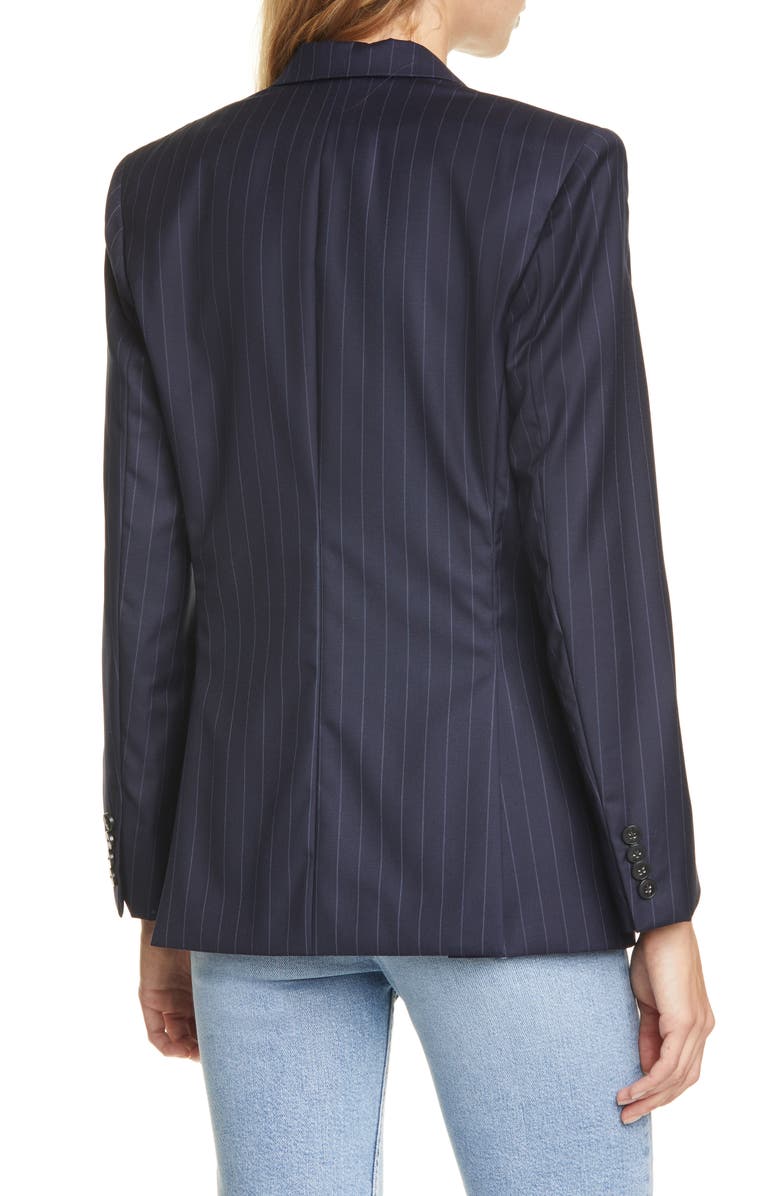 Re/Done '70s Pinstripe Double Breasted Wool Blazer, Alternate, color, 