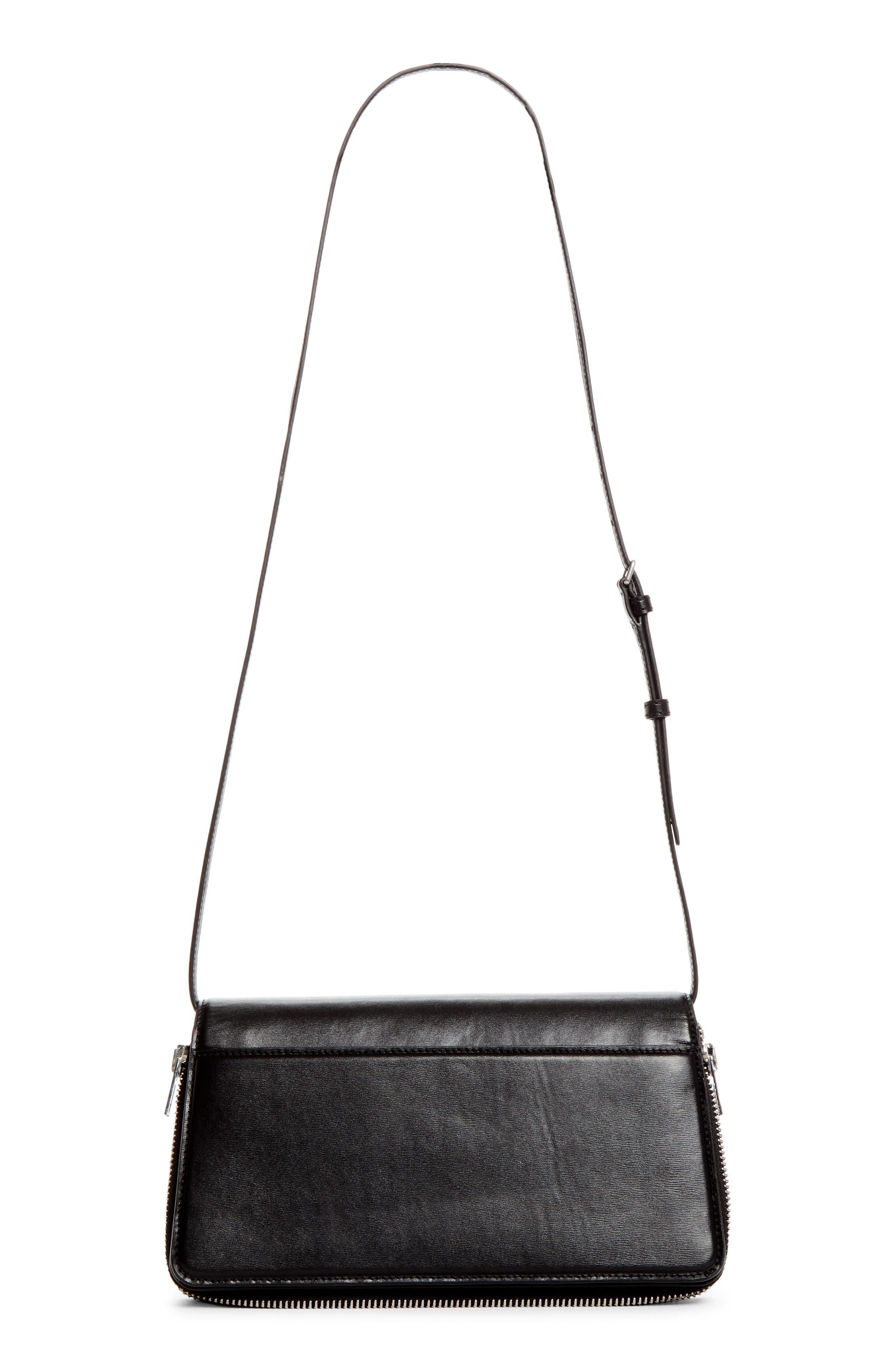 Medium Siren Leather Shoulder Bag, Alternate, color, BLACK
