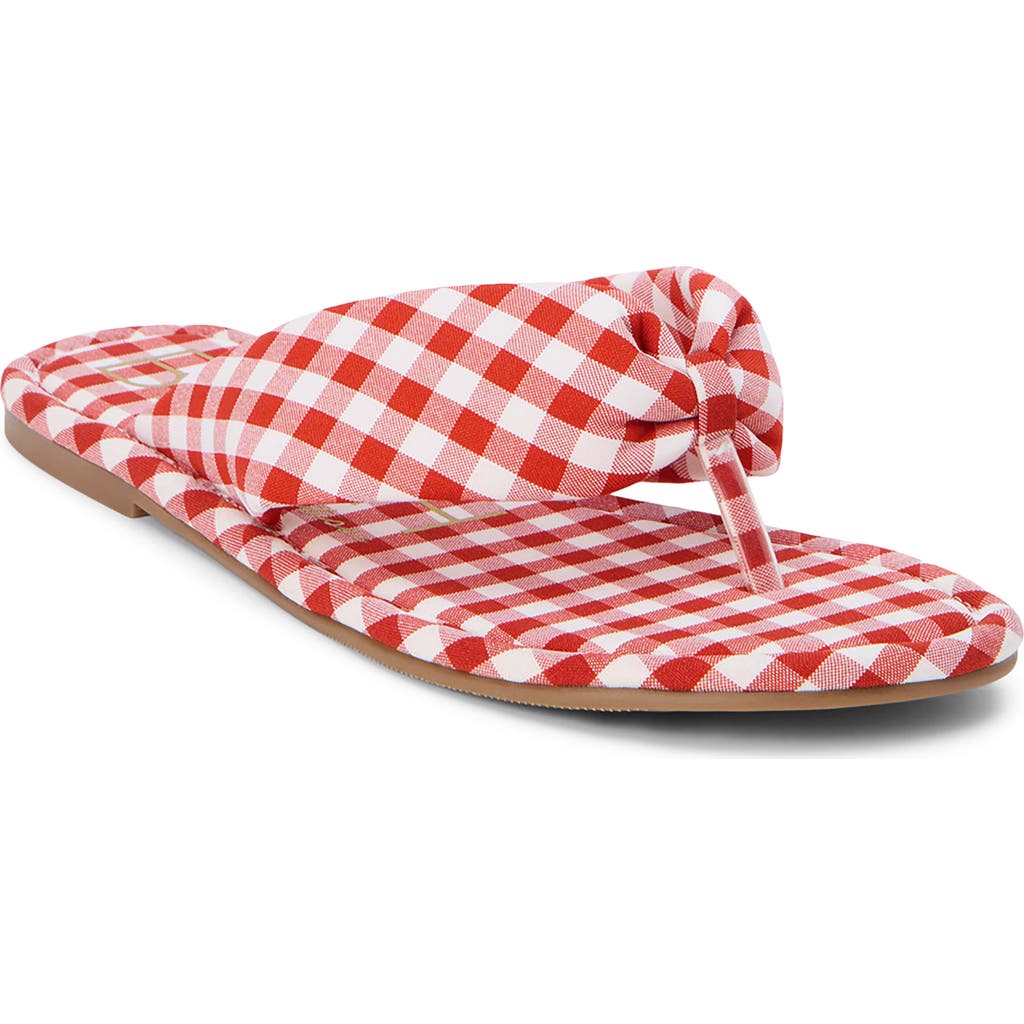 Beach By Matisse Gidget Red Gingham Flat Thong Sandals In Red Gingham