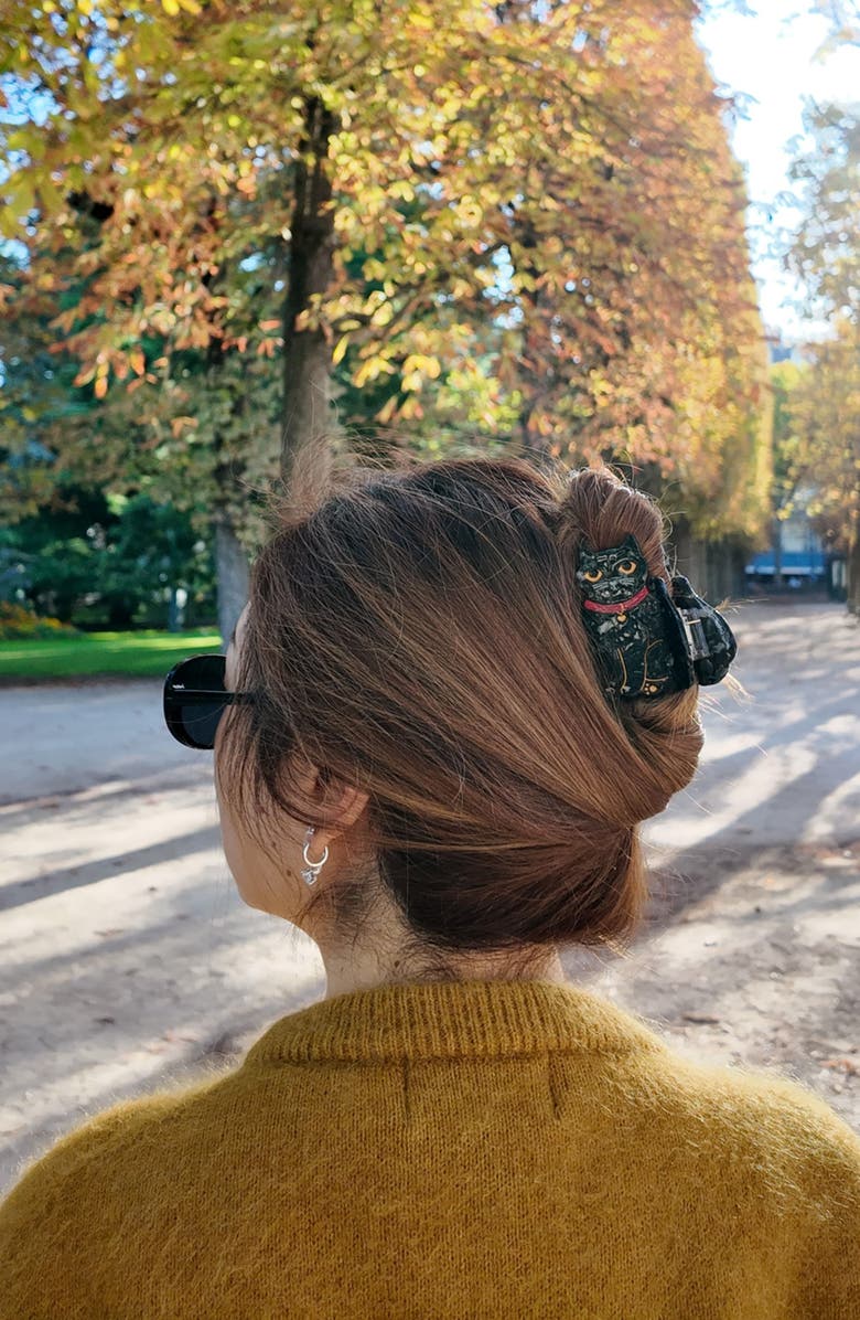 Solar Eclipse Black Cat Claw Clip, Alternate, color, Black