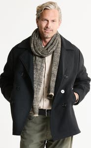 JACHS Quilted Lined Wool Blend Peacoat