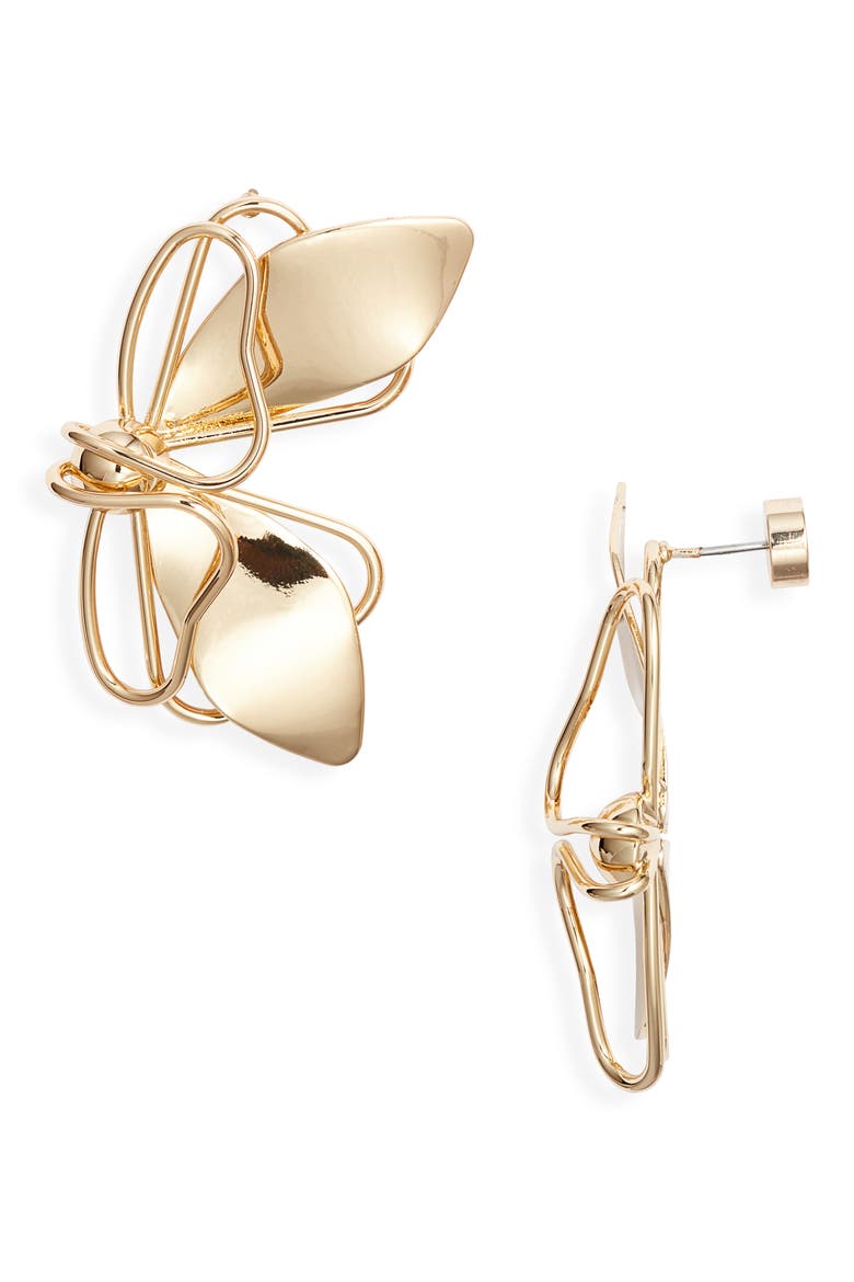 Butterfly Wing Stud Earrings, Main, color, GOLD