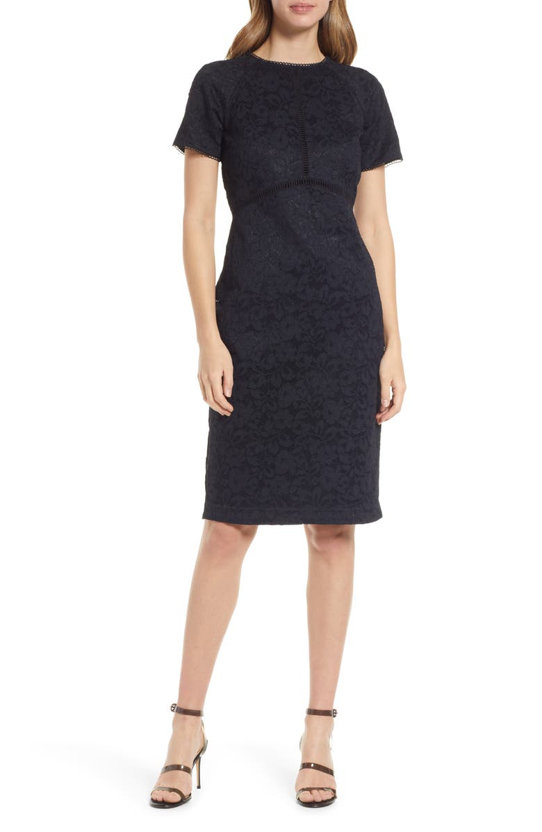 Rachel Parcell Short Sleeve Lace Dress, Main, color, 