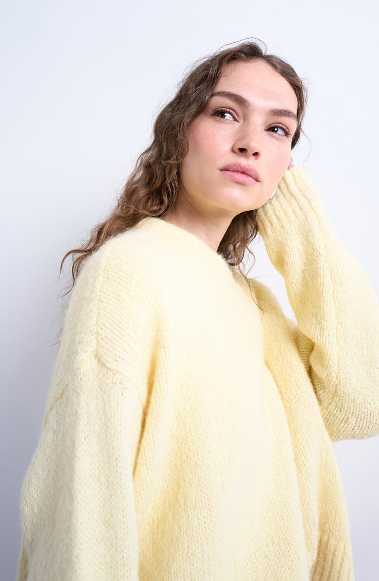 Topshop Fluffy Crewneck Sweater, Alternate, color, Yellow