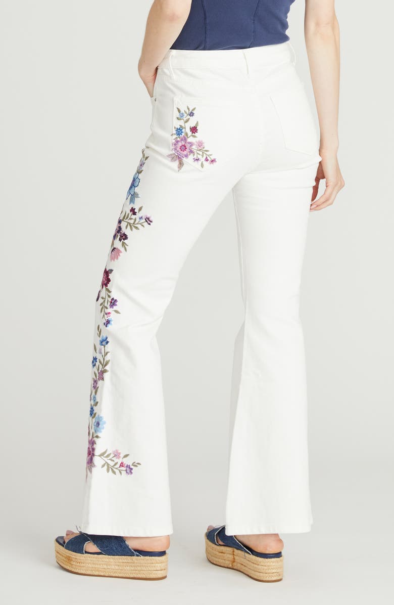 Driftwood Farrah Embroidered Flare Leg Jeans, Alternate, color, White