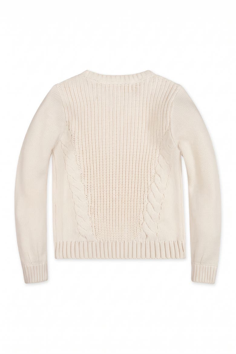 Kids' Organic Bow Detail Cable Sweater, Alternate, color, Ivory Cable