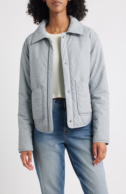 Floral Puffer Shirt Jacket