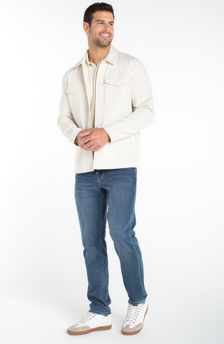 Liverpool Los Angeles Pinstripe Flap Pocket Denim Overshirt, Alternate, color, Ecru/ Slate