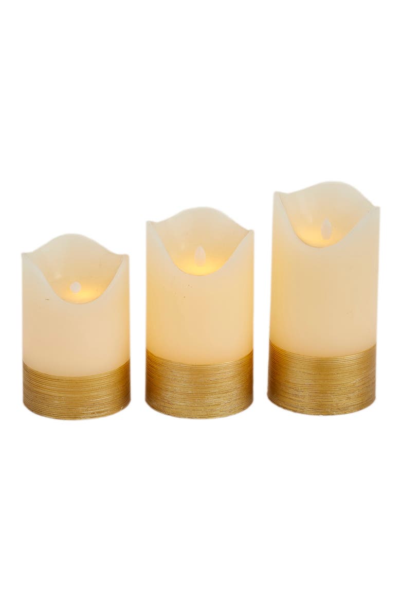 Gold Wax Gold Base Flameless Candle with Remote Control, Alternate, color, WHITE