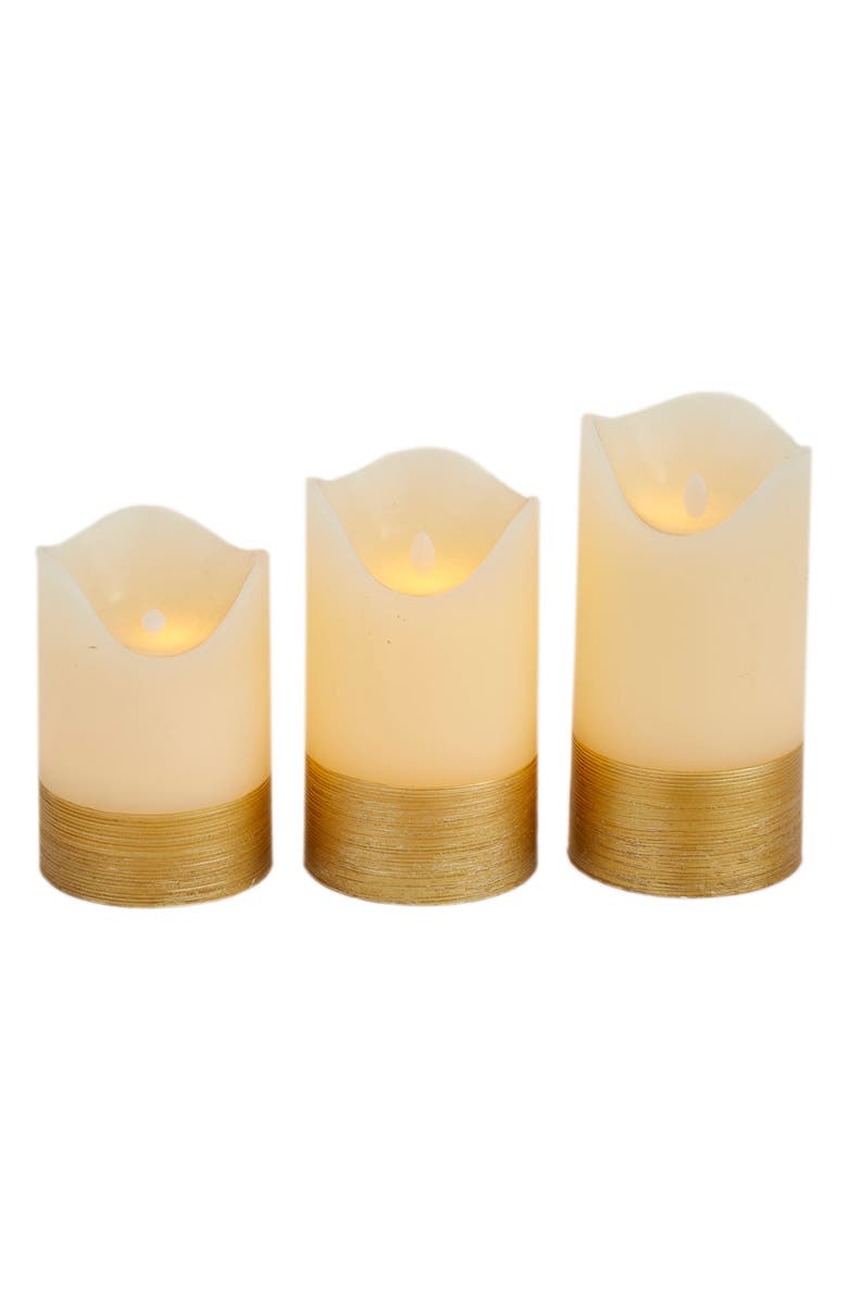 SONOMA SAGE HOME Gold Wax Gold Base Flameless Candle with Remote Control, Alternate, color, White