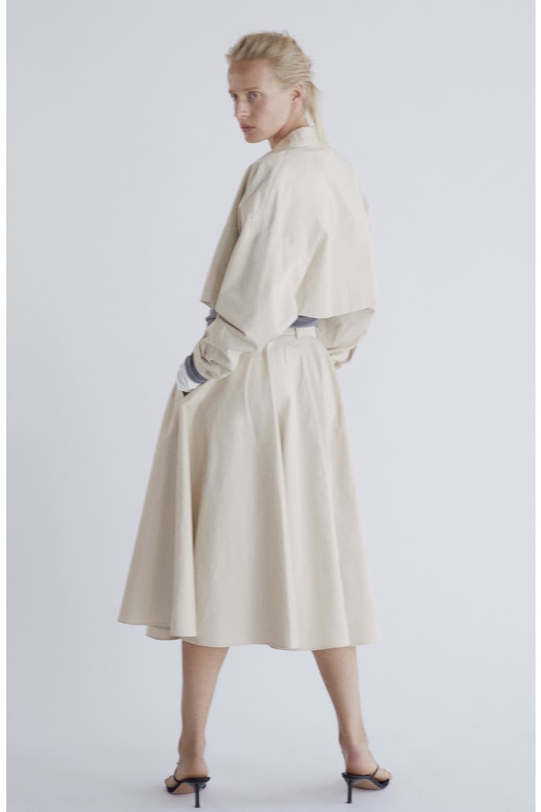 Flared Stretch Cotton Midi Skirt, Alternate, color, ECRU
