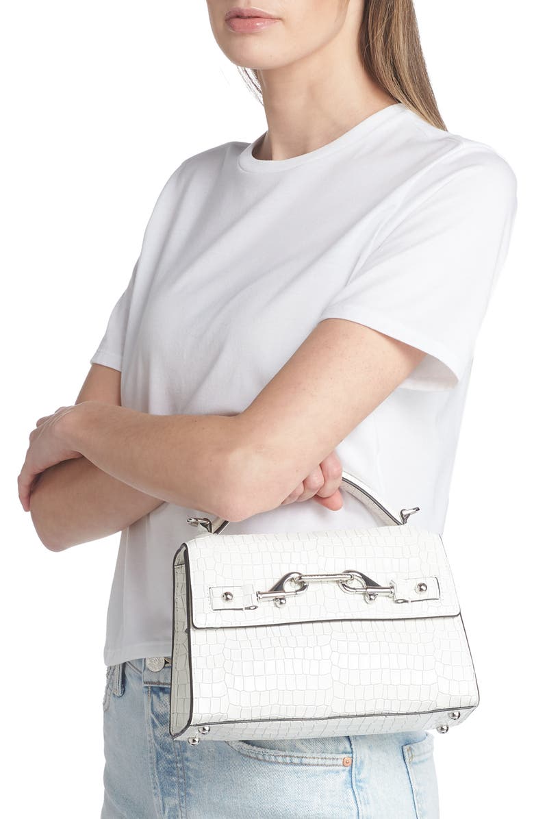 Rebecca Minkoff Lou Top Handle Croc Embossed Leather Crossbody Bag, Alternate, color,