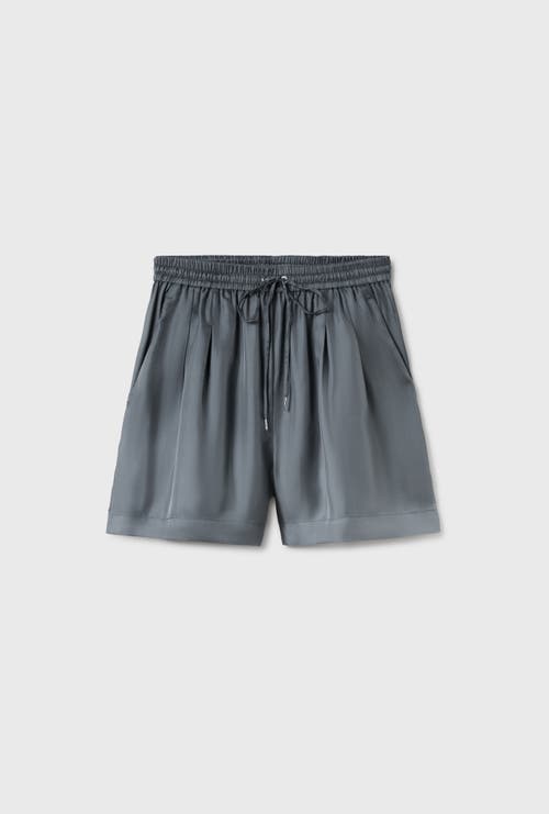 Silk Laundry Twill Slouch Shorts Slate In Slate