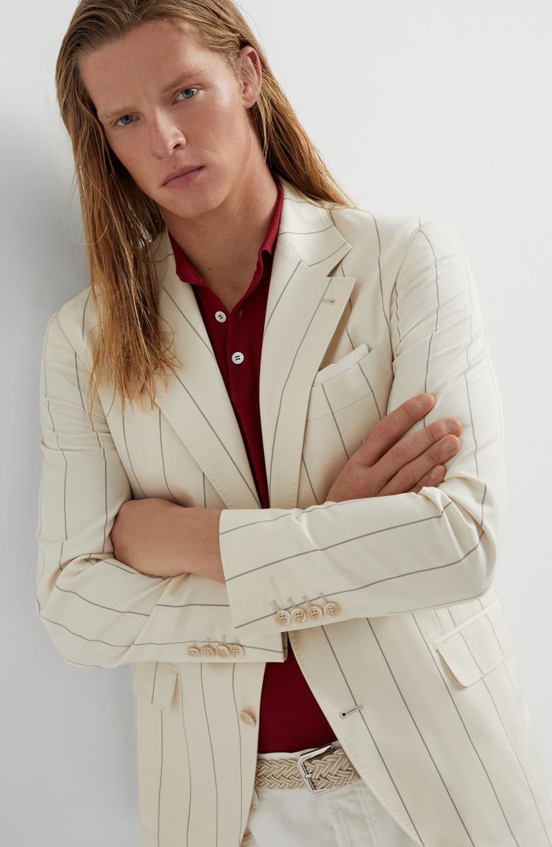Brunello Cucinelli Chalk stripe deconstructed blazer, Alternate, color,