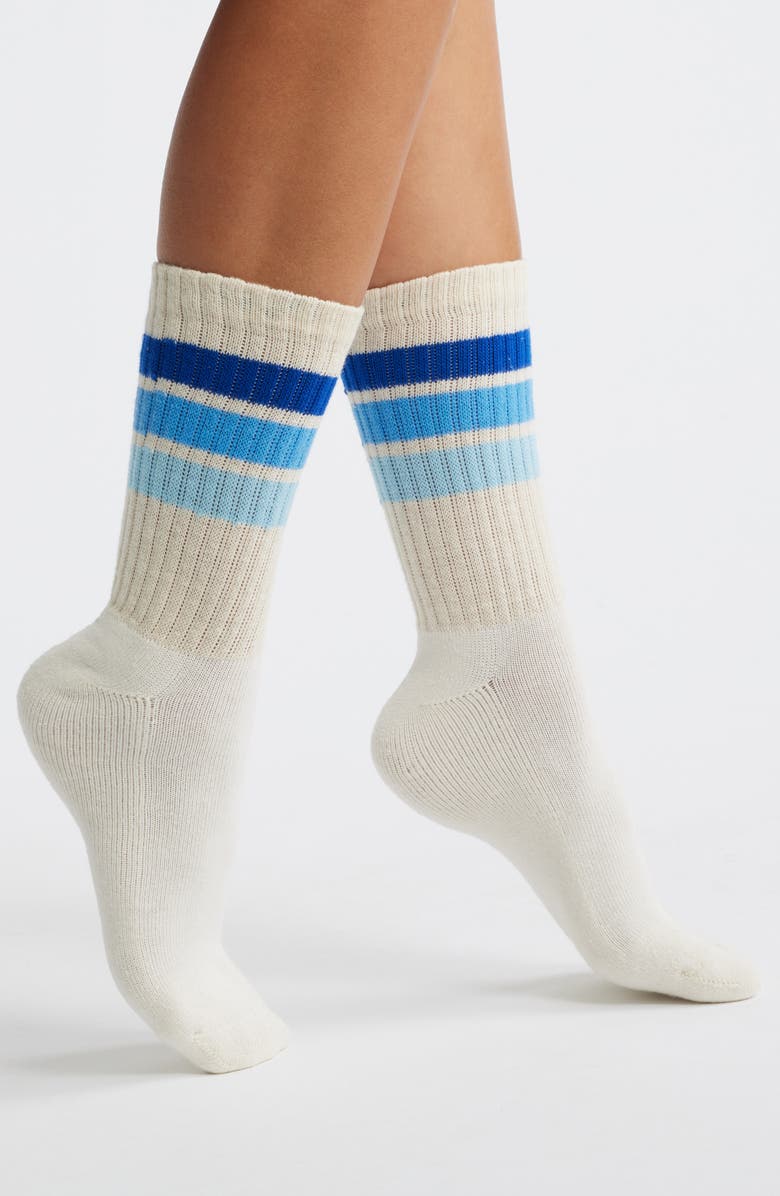 American Trench The Birthday Retro Stripe Crew Socks, Main, color, Blue