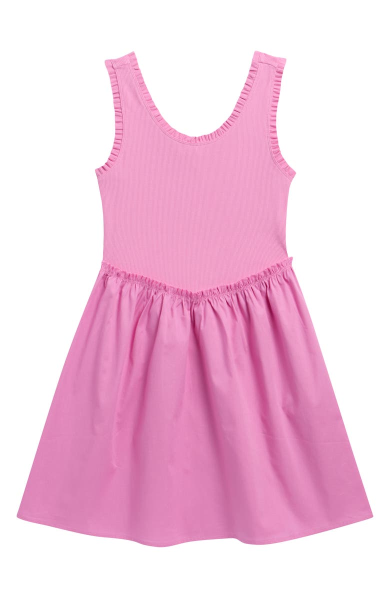 Walking on Sunshine Kids' Ruffle Rib & Poplin Dress, Main, color, Orchid