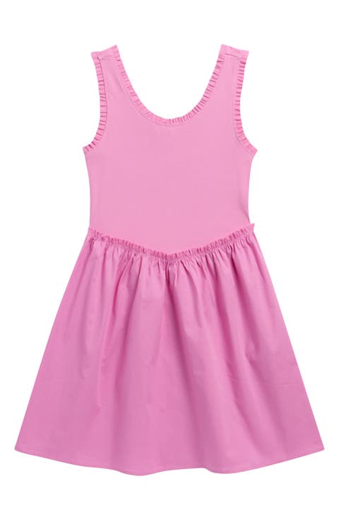 Kids' Ruffle Rib & Poplin Dress (Big Kid)