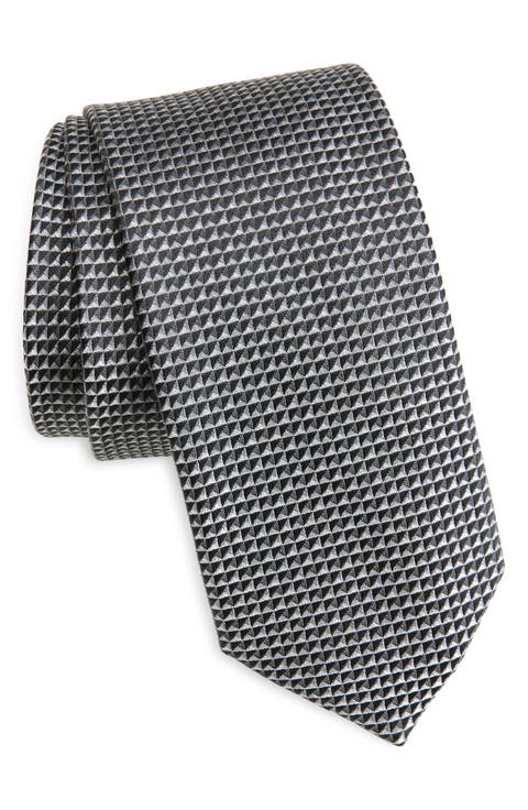 Langley Geometric Pattern Silk Jacquard Tie