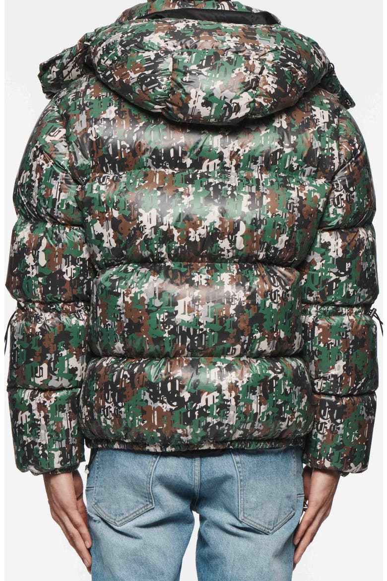 Hooded Down Puffer Jacket, Alternate, color, AOP