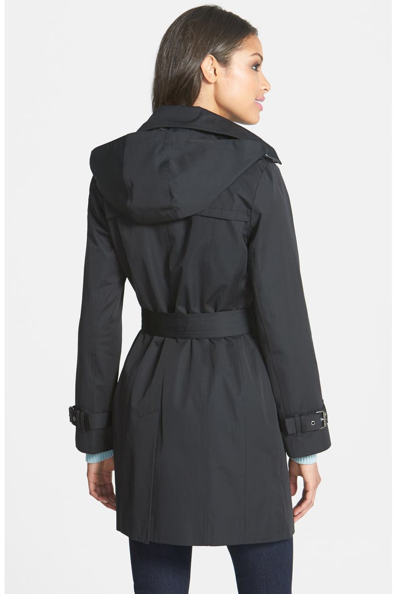 Trench Coat with Detachable Hood & Liner, Alternate, color, BLACK