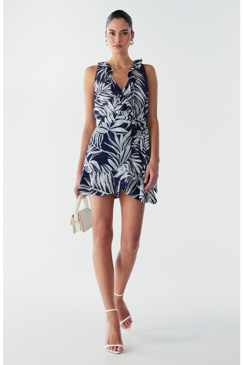 Oak Mini Dress, Alternate, color, Navy Palms