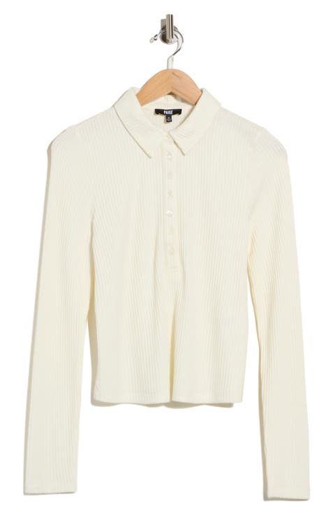 Eden Ribbed Long Sleeve Polo Top