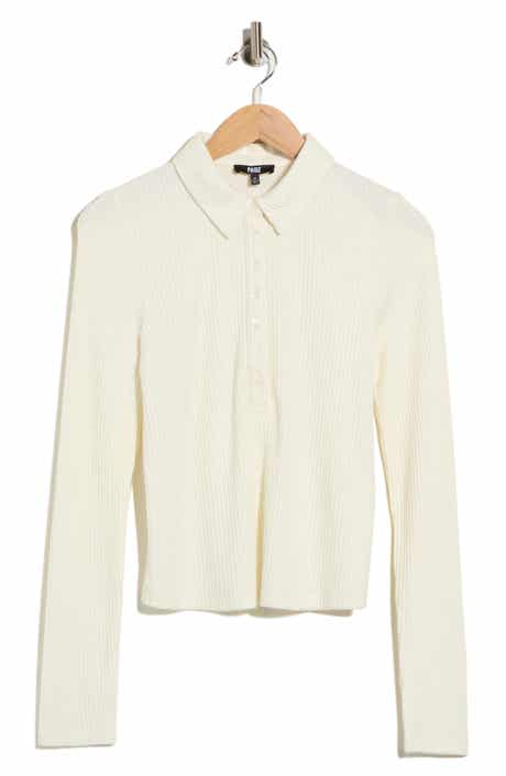 Eden Ribbed Long Sleeve Polo Top