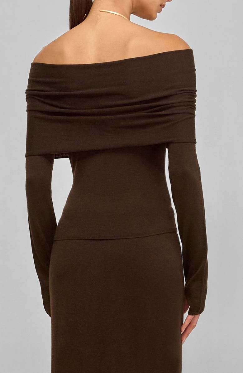 Cult Gaia Andre Off the Shoulder Sweater, Alternate, color, Dark Java