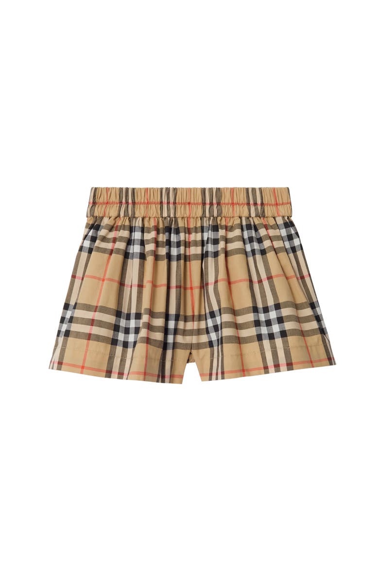 Burberry Check Cotton Shorts, Main, color, Sand Beige