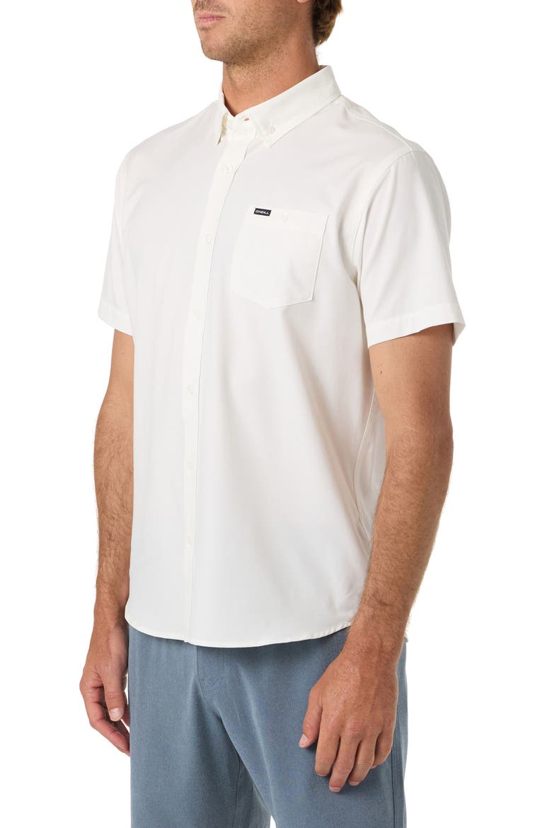 Light Check Short Sleeve Button-Up Shirt, Alternate, color, WHITE