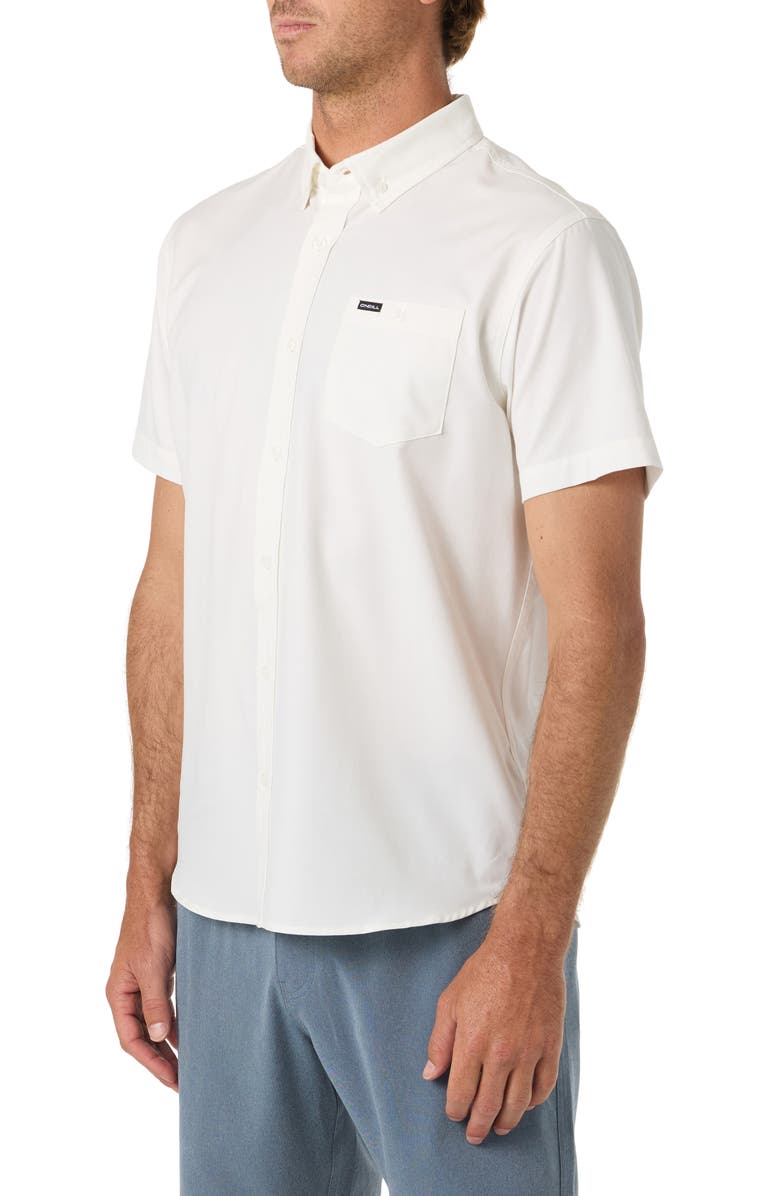 O'Neill Light Check Short Sleeve Button-Up Shirt, Alternate, color, White