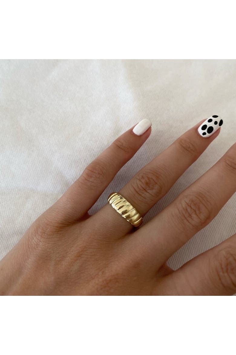 Croissant Ring In Sterling Silver Gold Vermeil, Alternate, color, Gold