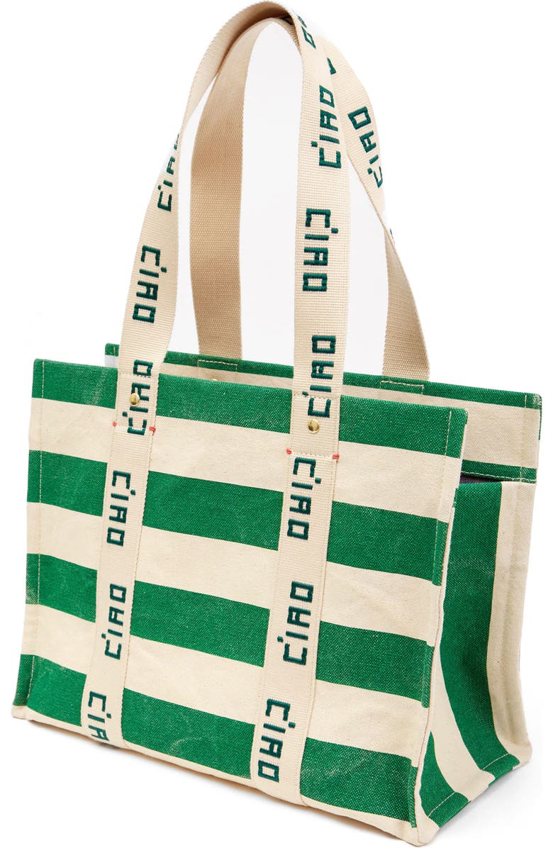 Clare V. Noemie Stripe Cotton Canvas Tote, Alternate, color,