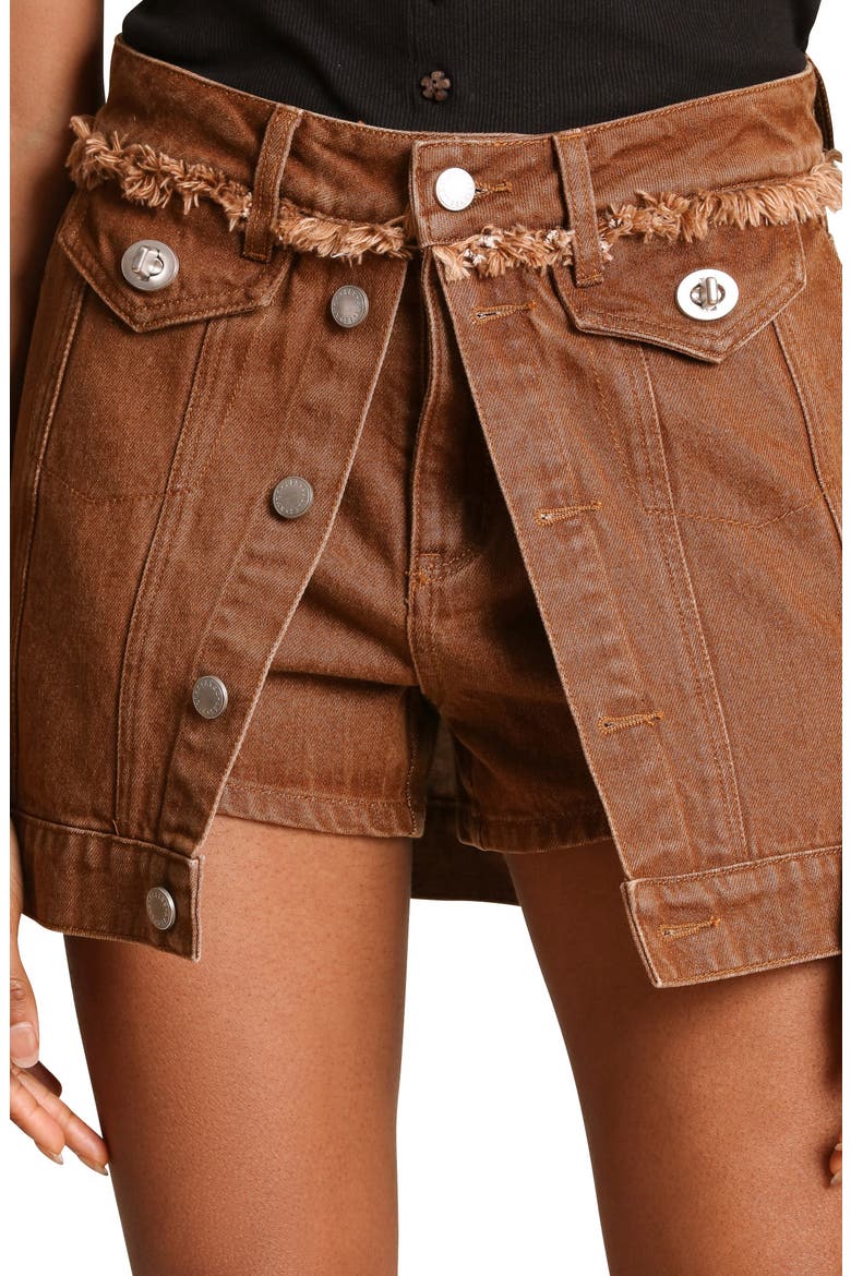 Frayed Waist Denim Skort, Alternate, color, WASHED MAPLE