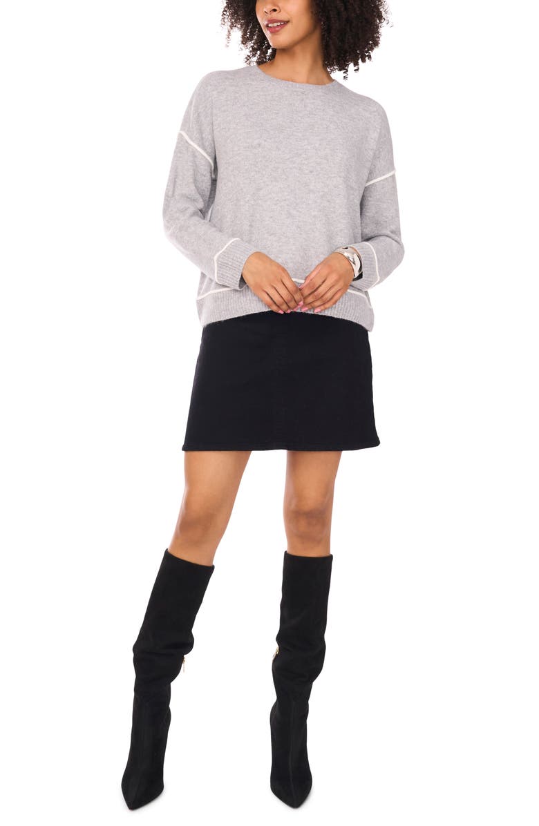 Vince Camuto Contrast Sweater, Alternate, color, Light Heather Grey