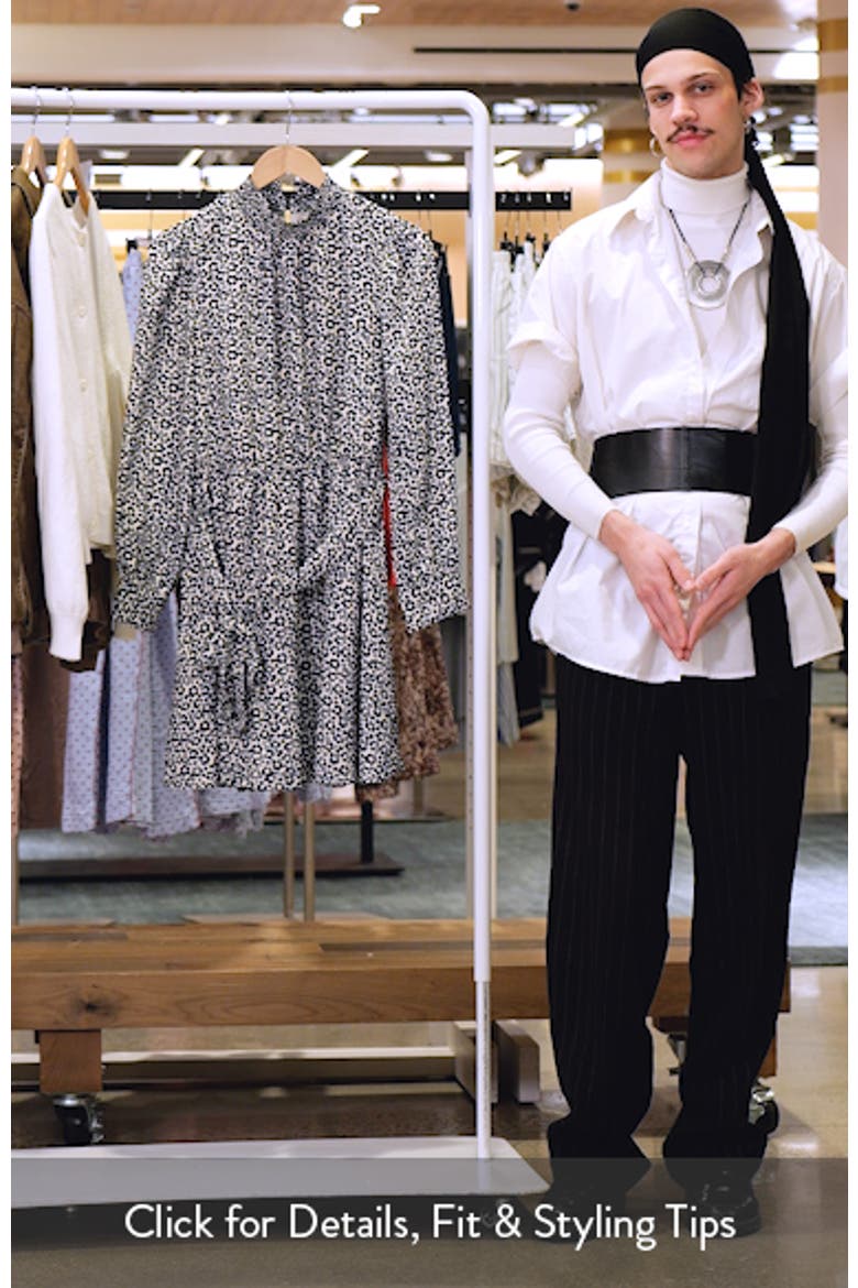 Flower Print Long Sleeve Smock Neck Dress video