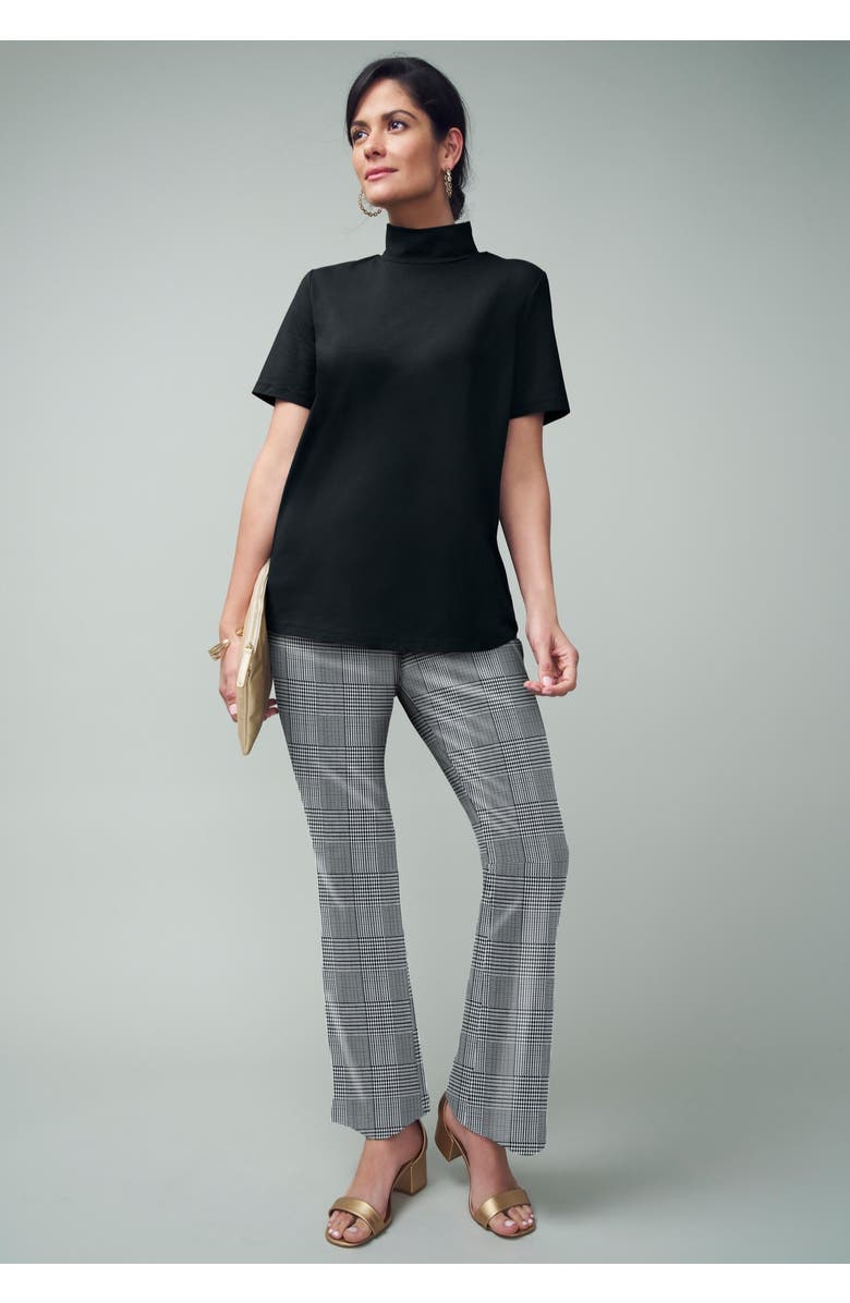 Jessica London Everyday Stretch Cotton Straight Leg, Alternate, color, Black Ivory Glen Plaid