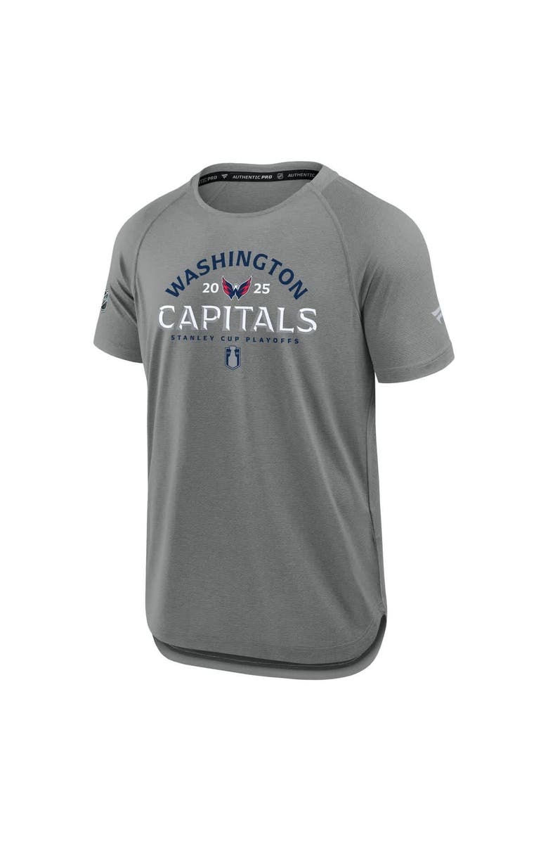 FANATICS Men's Fanatics Heather Gray Washington Capitals 2025 Stanley Cup Playoffs Authentic Pro Rink Performance T-Shirt, Alternate, color, 
