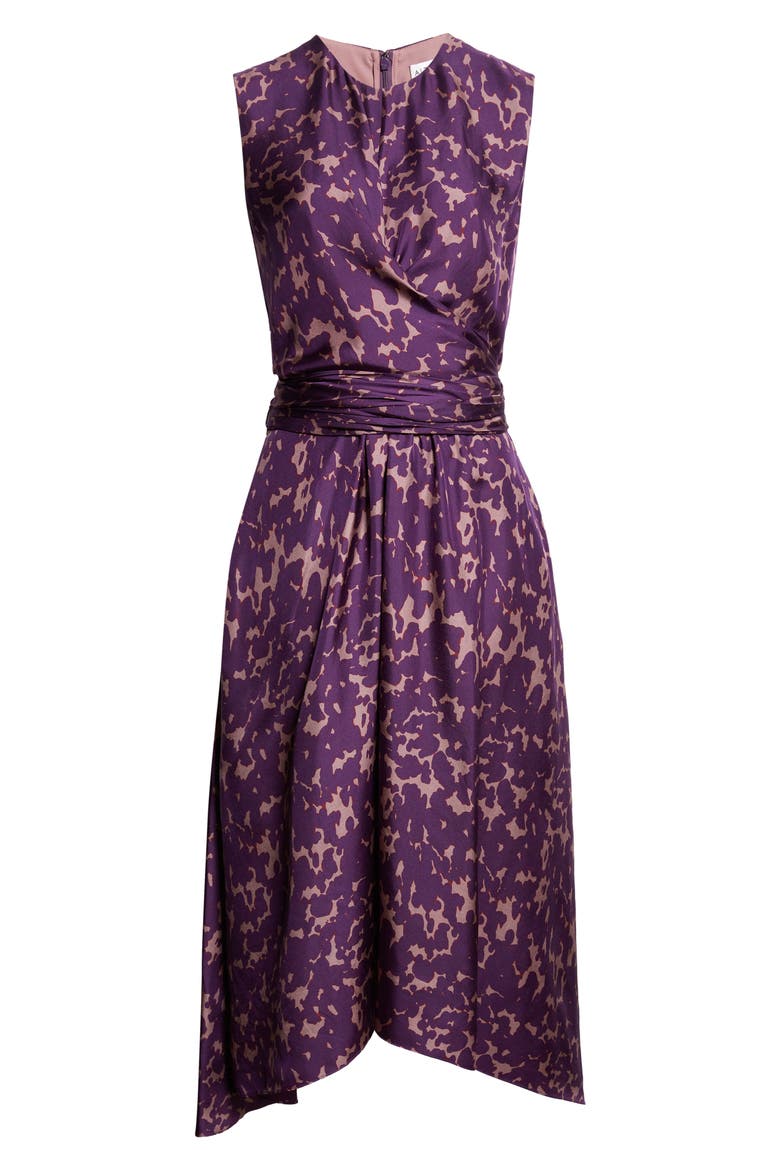 Penny Print Silk High-Low Maxi Dress, Alternate, color, DEEP MAUVE TORTOISE