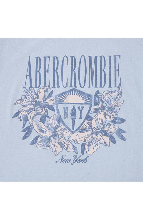 Abercrombie Kids Kids' Floral Crest Boxy Cotton Blend Graphic T-shirt In Blue