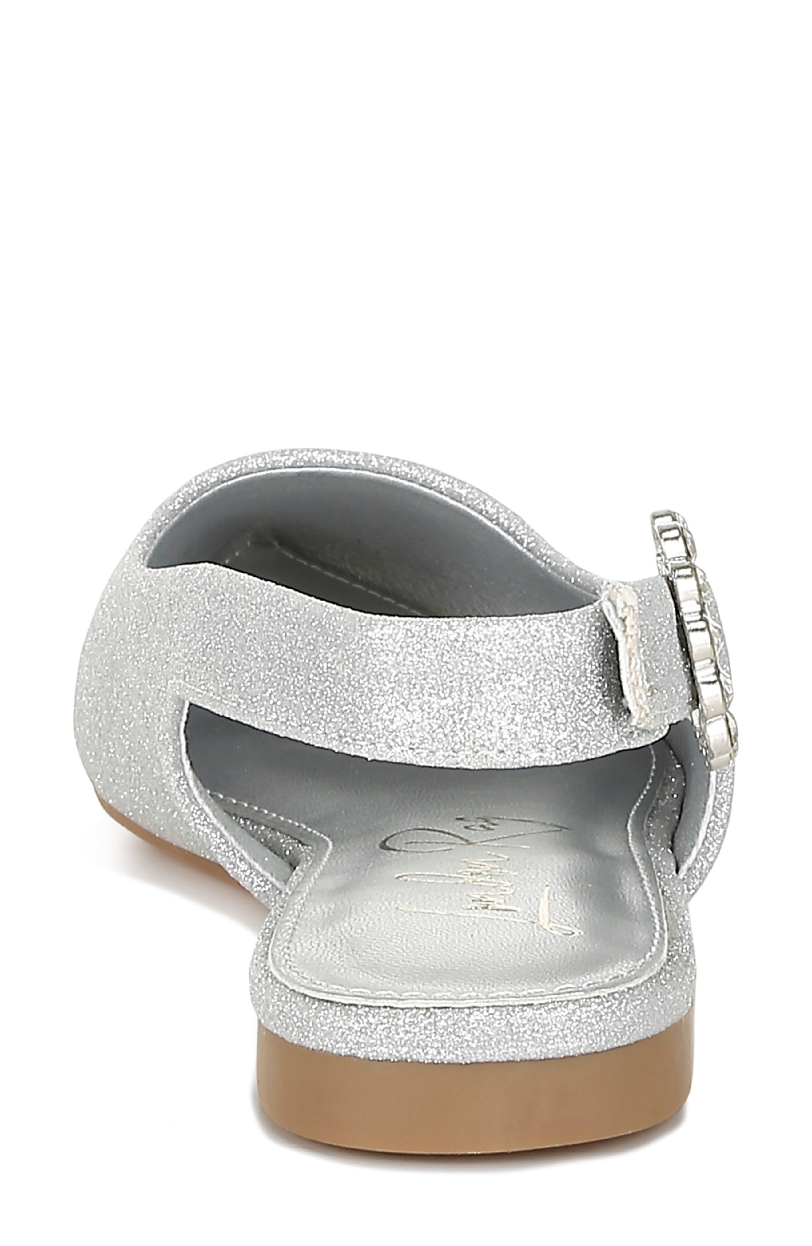 LONDON RAG Giora Jewel Buckle Slingback Flat, Alternate, color, Silver