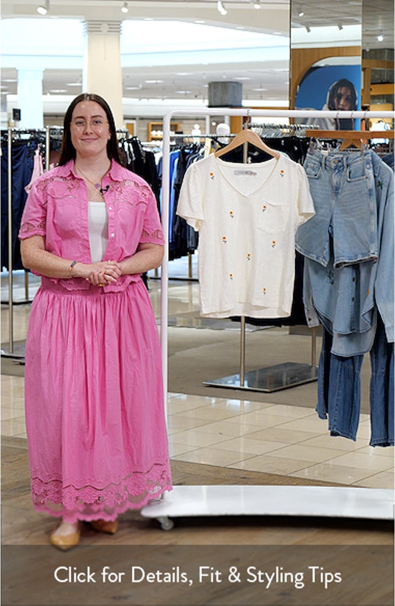 Sweet Embroidered Puff Shoulder T-Shirt, sales video thumbnail