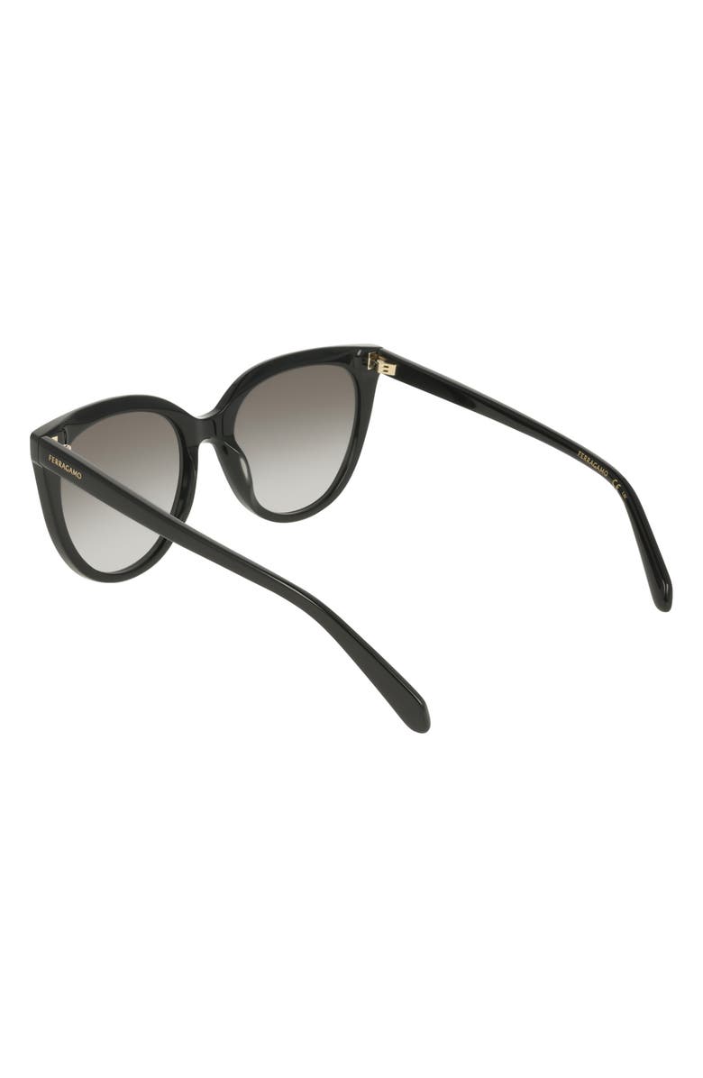 FERRAGAMO 56mm Gradient Cat Eye Sunglasses, Alternate, color, Black