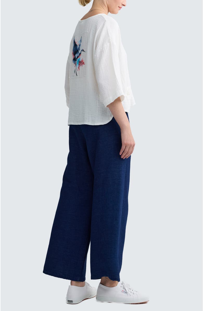 LUUKAA Azalea Denim Muslin Pants, Alternate, color, Navy Denim