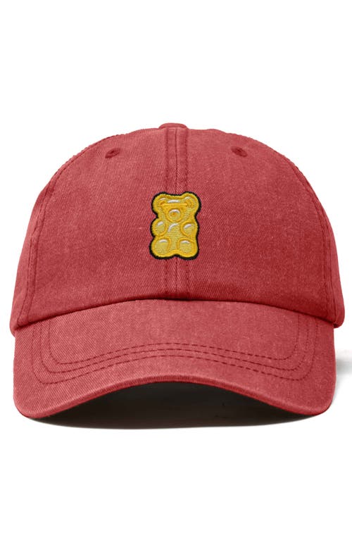 Dalix Yellow Gummy Embroidered Dad Cap In Washed Red