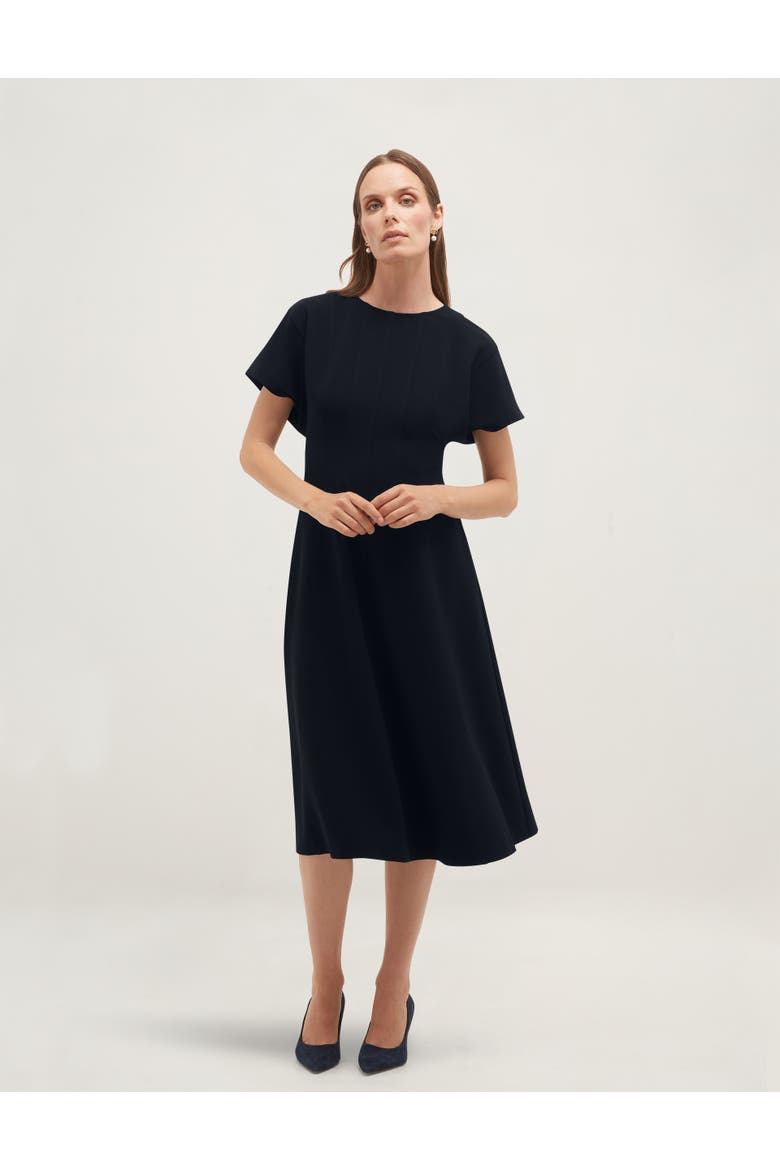 Melina Tailored Seam Midi Dress, Main, color, Navy