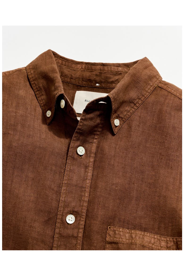 Tuscumbia Short Sleeve Linen Button-Down Shirt, Alternate, color, OAK BROWN